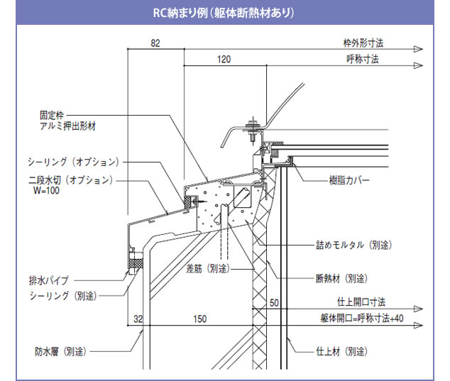 RC納まり例（躯体断熱材あり）